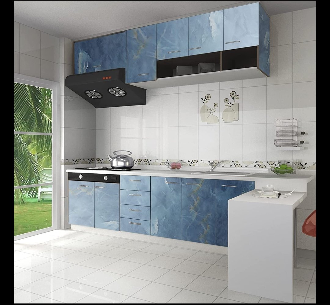 Blue Marble Foil Sticker Wallpaper