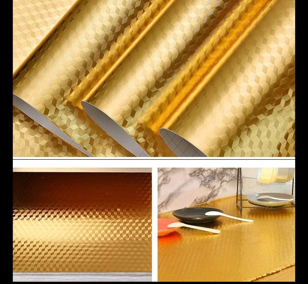 Aluminium Foil (40*200)Kitchen Stickers Oil Proof Golden 3D