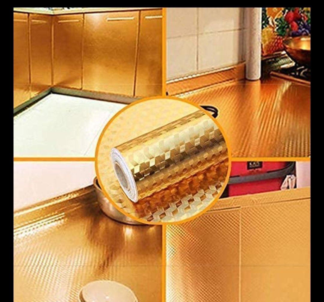 Aluminium Foil (40*200)Kitchen Stickers Oil Proof Golden 3D - View 3