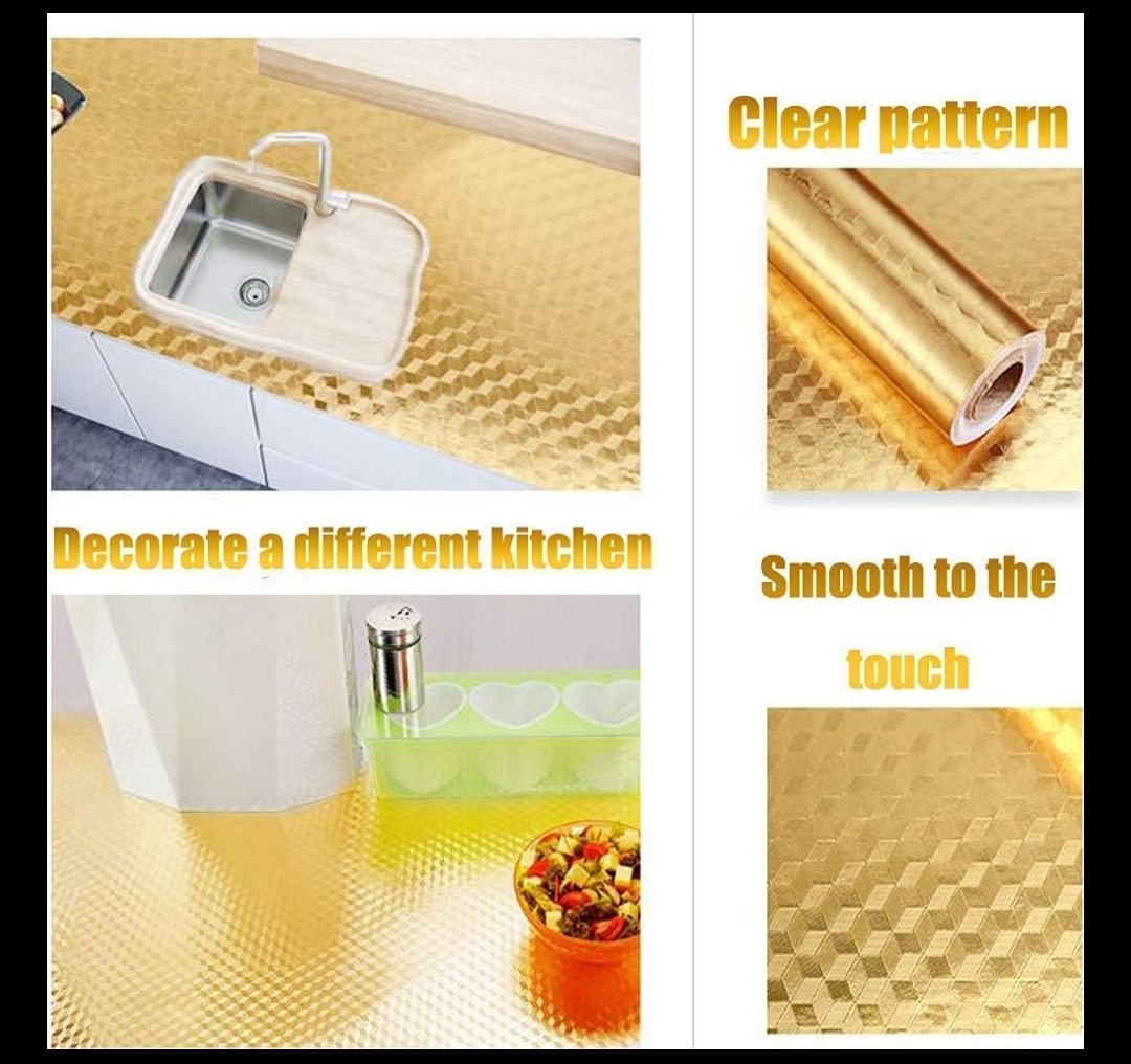 Aluminium Foil (40*200)Kitchen Stickers Oil Proof Golden 3D - View 4