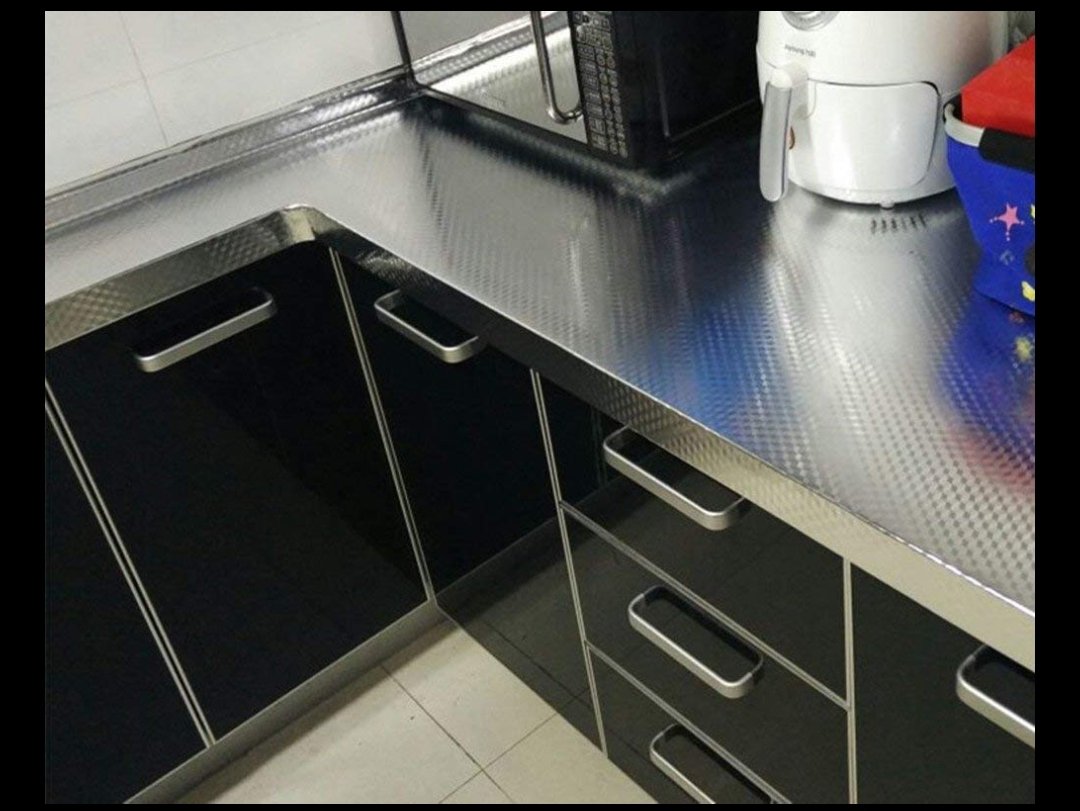 Silver 3D Kitchen Stickers Oil Proof Aluminium Foil (60*200Cm) - View 3