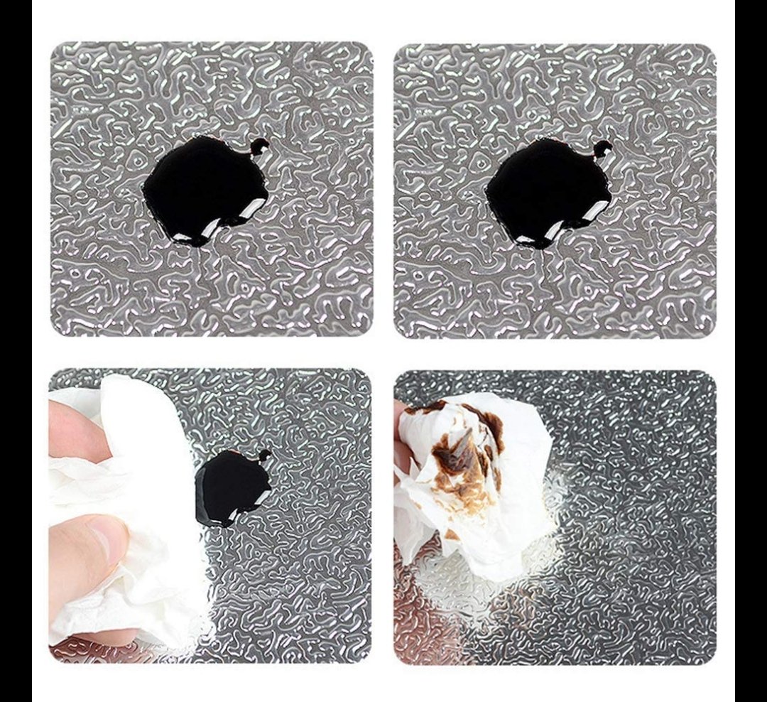 Aluminium Foil Silver Simple Kitchen Stickers Oil Proof (60*200Cm)