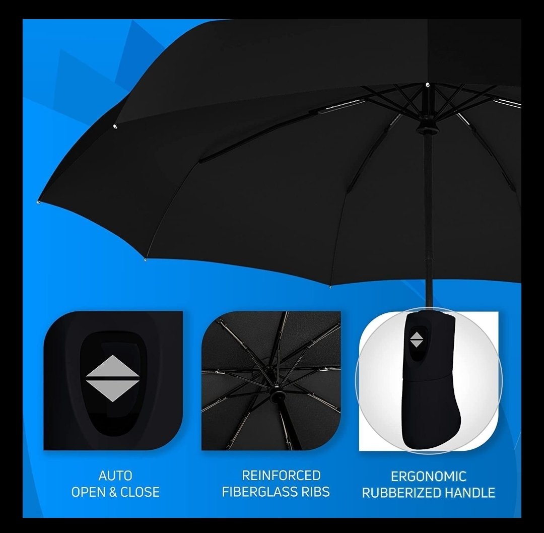 Automatic Open Close Umbrella Black 